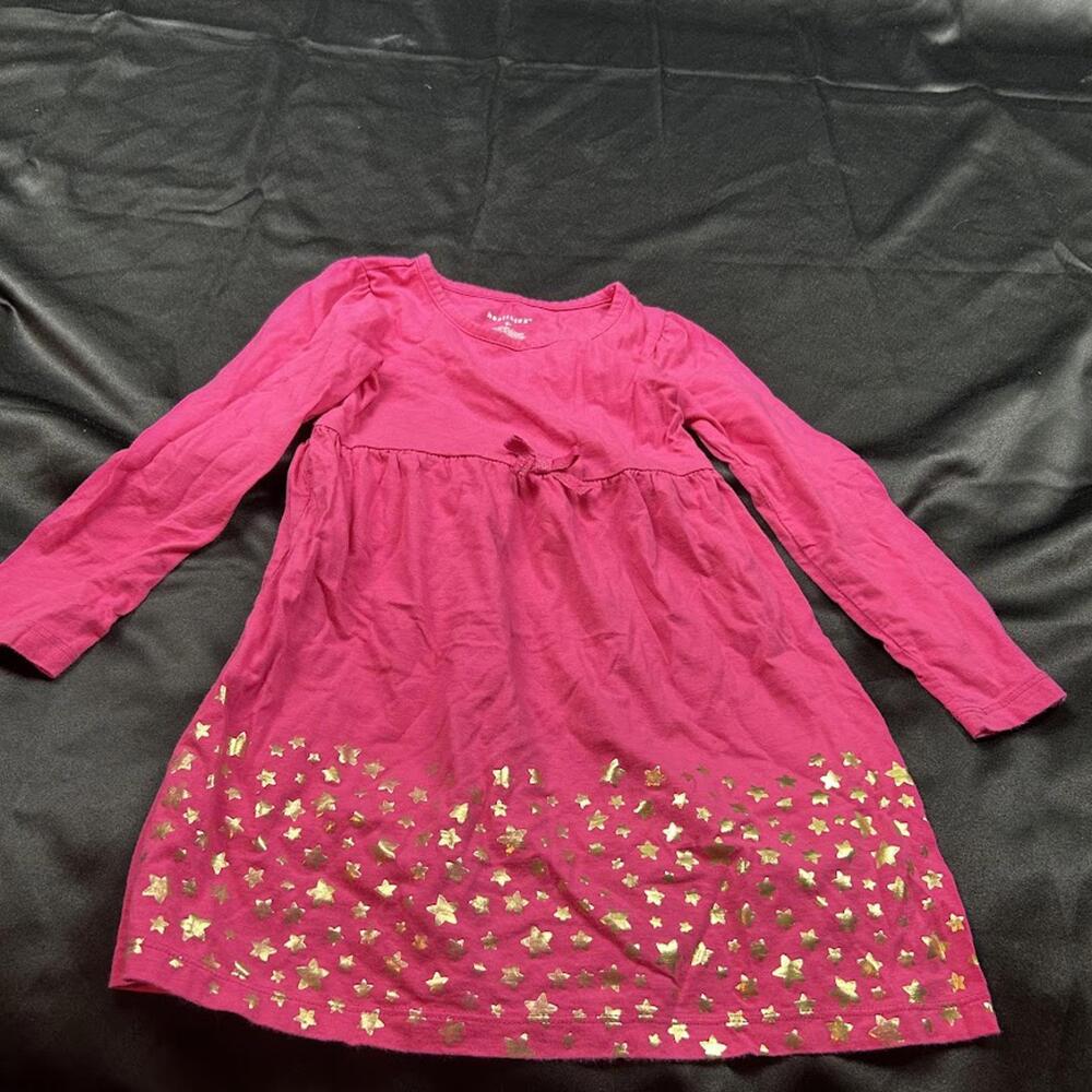 Healthtex GIRLS Pink Long Sleeve Dress with Gold Stars Size 5T